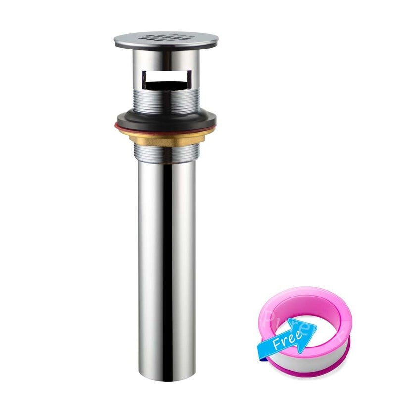 Purelux Grid Drain Strainer Assembly with Overflow for Bathroom Sink, Made of Brass Chrome Finish - Image 3